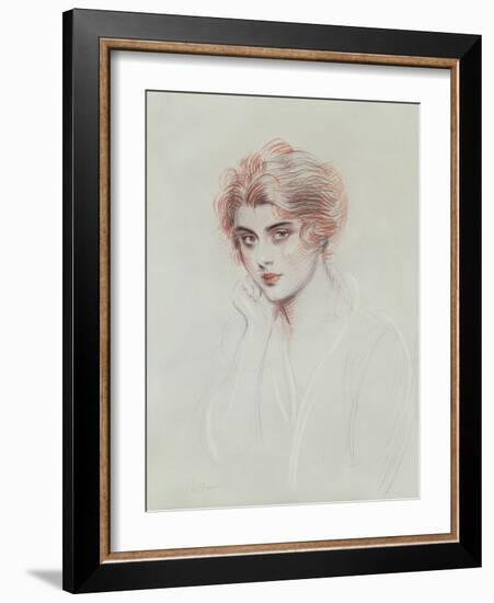 The Artist's Daughter (Coloured Pencil on Paper)-Paul Cesar Helleu-Framed Giclee Print