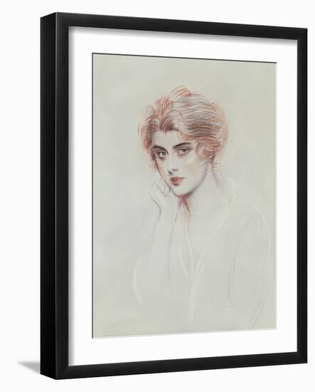 The Artist's Daughter (Coloured Pencil on Paper)-Paul Cesar Helleu-Framed Giclee Print