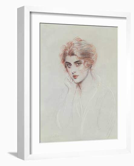 The Artist's Daughter (Coloured Pencil on Paper)-Paul Cesar Helleu-Framed Giclee Print