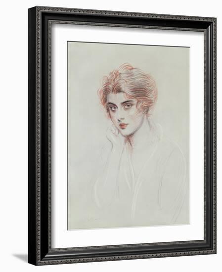 The Artist's Daughter (Coloured Pencil on Paper)-Paul Cesar Helleu-Framed Giclee Print