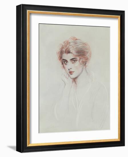 The Artist's Daughter (Coloured Pencil on Paper)-Paul Cesar Helleu-Framed Giclee Print