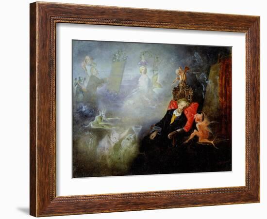 The Artist's Dream, 1857 (Oil on Millboard)-John Anster Fitzgerald-Framed Giclee Print