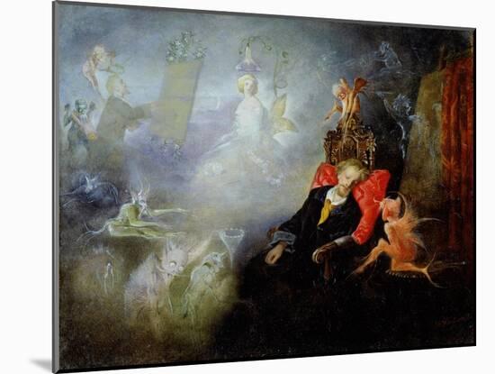 The Artist's Dream, 1857 (Oil on Millboard)-John Anster Fitzgerald-Mounted Giclee Print