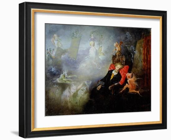 The Artist's Dream, 1857 (Oil on Millboard)-John Anster Fitzgerald-Framed Giclee Print