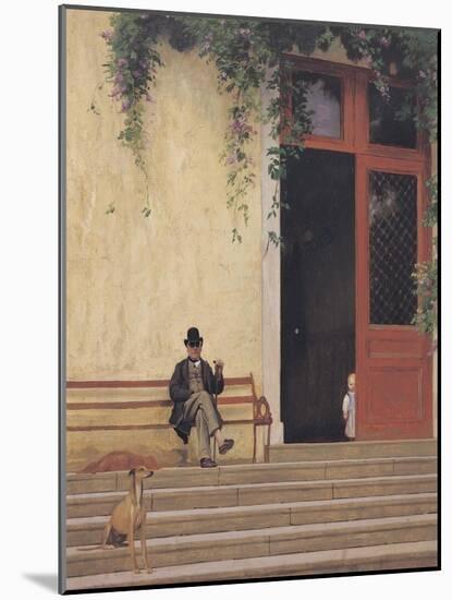 The Artist's Father and Son on the Doorstep of His House, circa 1866-67-Jean Leon Gerome-Mounted Giclee Print