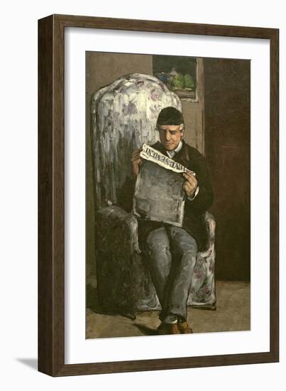 The Artist's Father, Reading "L'Événement", 1866-Paul Cézanne-Framed Premium Giclee Print