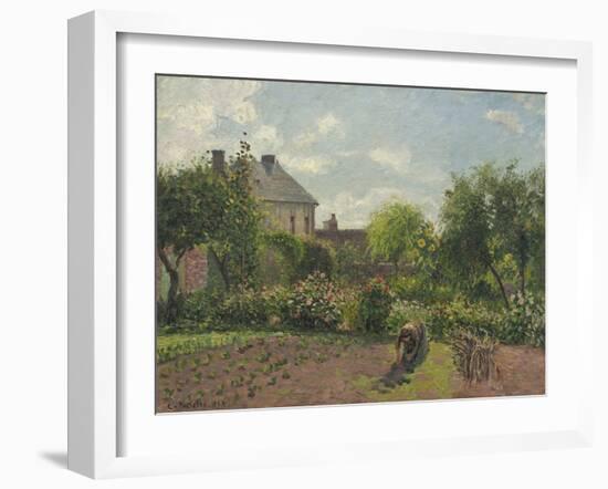 The Artist's Garden at Eragny, by Camille Pissarro, 1898, French impressionist painting,-Camille Pissarro-Framed Art Print