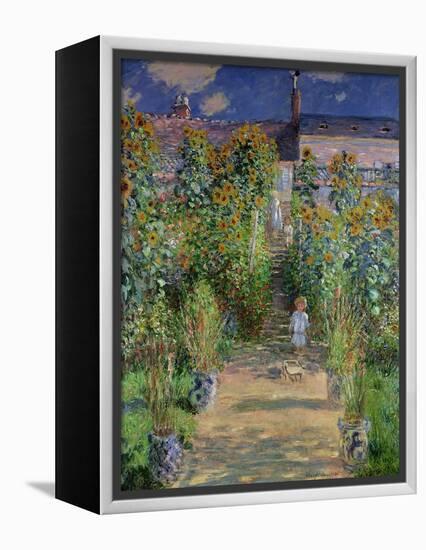 The Artist's Garden at Vetheuil, 1880-Claude Monet-Framed Premier Image Canvas