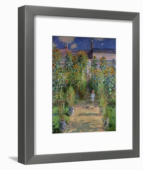 The Artist's Garden at Vetheuil, 1880-Claude Monet-Framed Premium Giclee Print