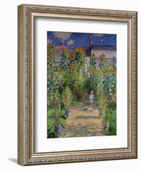 The Artist's Garden at Vetheuil, 1880-Claude Monet-Framed Premium Giclee Print