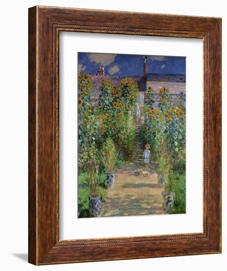 The Artist's Garden at Vetheuil, 1880-Claude Monet-Framed Premium Giclee Print