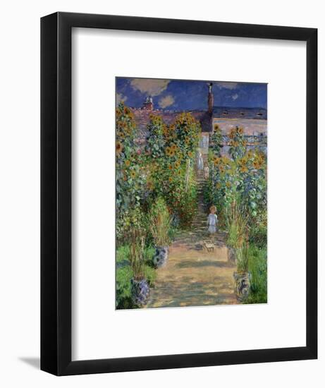 The Artist's Garden at Vetheuil, 1880-Claude Monet-Framed Premium Giclee Print