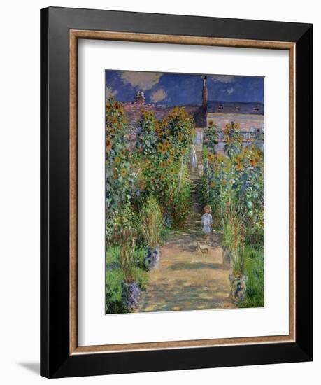 The Artist's Garden at Vetheuil, 1880-Claude Monet-Framed Premium Giclee Print