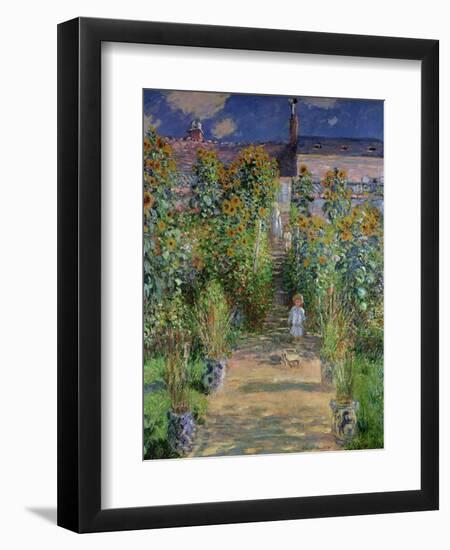 The Artist's Garden at Vetheuil, 1880-Claude Monet-Framed Premium Giclee Print