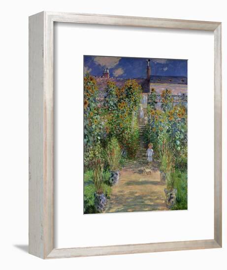 The Artist's Garden at Vetheuil, 1880-Claude Monet-Framed Premium Giclee Print