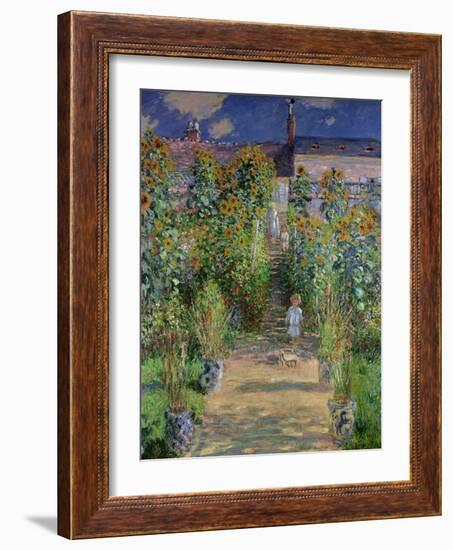 The Artist's Garden at Vetheuil, 1880-Claude Monet-Framed Premium Giclee Print