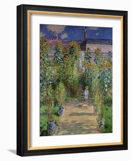 The Artist's Garden at Vetheuil, 1880-Claude Monet-Framed Premium Giclee Print