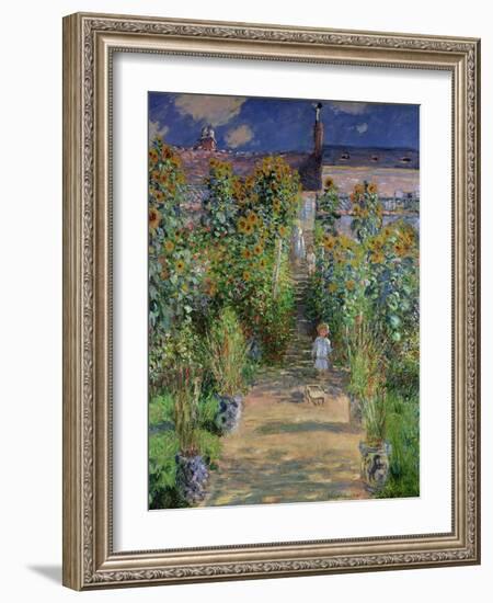 The Artist's Garden at Vetheuil, 1880-Claude Monet-Framed Giclee Print