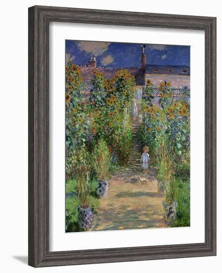 The Artist's Garden at Vetheuil, 1880-Claude Monet-Framed Giclee Print