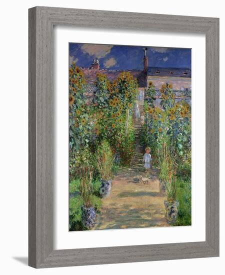 The Artist's Garden at Vetheuil, 1880-Claude Monet-Framed Giclee Print