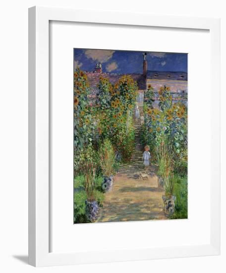 The Artist's Garden at Vetheuil, 1880-Claude Monet-Framed Giclee Print