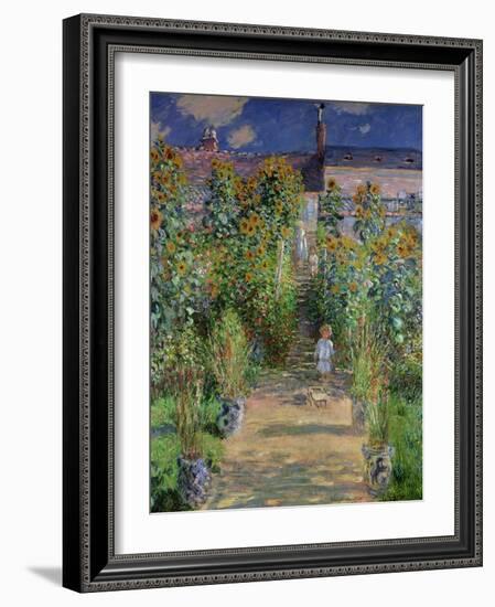 The Artist's Garden at Vetheuil, 1880-Claude Monet-Framed Giclee Print