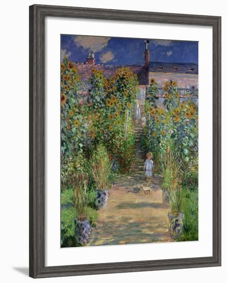 The Artist's Garden at Vetheuil, 1880-Claude Monet-Framed Giclee Print