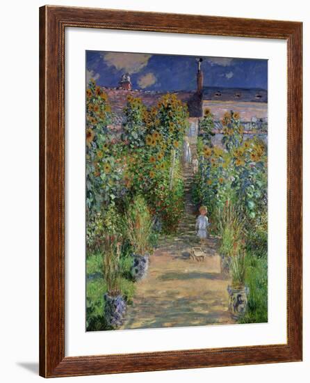 The Artist's Garden at Vetheuil, 1880-Claude Monet-Framed Giclee Print