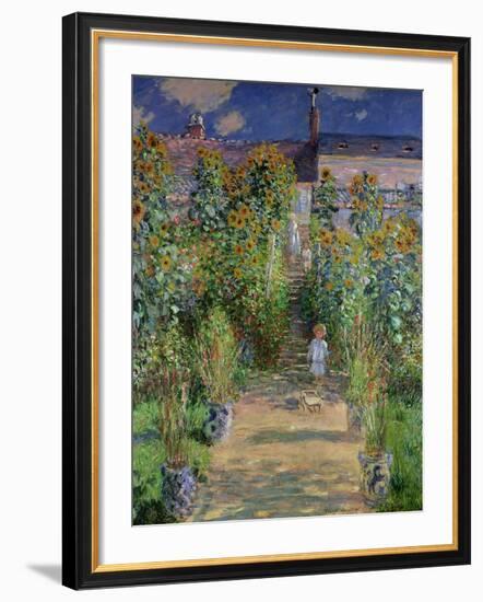 The Artist's Garden at Vetheuil, 1880-Claude Monet-Framed Giclee Print