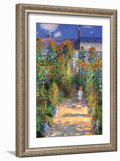 The Artist's Garden at Vetheuil-Claude Monet-Framed Art Print