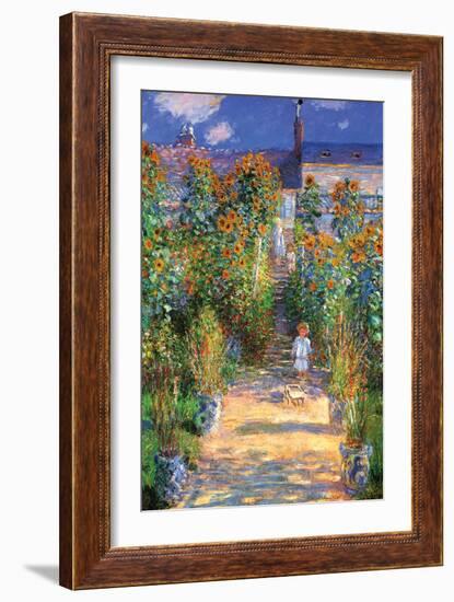 The Artist's Garden at Vetheuil-Claude Monet-Framed Art Print