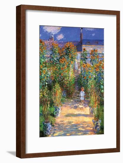 The Artist's Garden at Vetheuil-Claude Monet-Framed Art Print