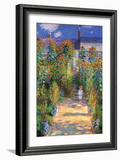 The Artist's Garden at Vetheuil-Claude Monet-Framed Art Print