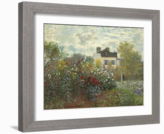 The Artist's Garden in Argenteuil (A Corner of the Garden with Dahlias), 1873-Claude Monet-Framed Premium Giclee Print