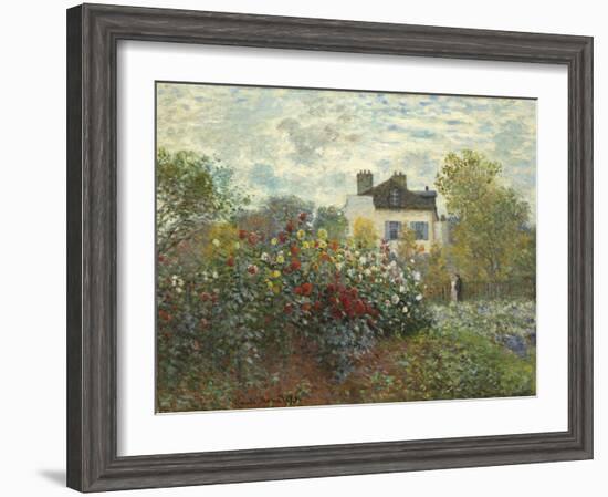 The Artist's Garden in Argenteuil (A Corner of the Garden with Dahlias), 1873-Claude Monet-Framed Giclee Print