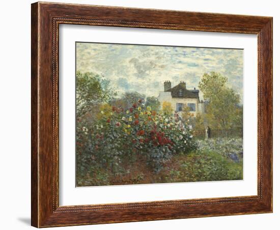 The Artist's Garden in Argenteuil (A Corner of the Garden with Dahlias), 1873-Claude Monet-Framed Giclee Print