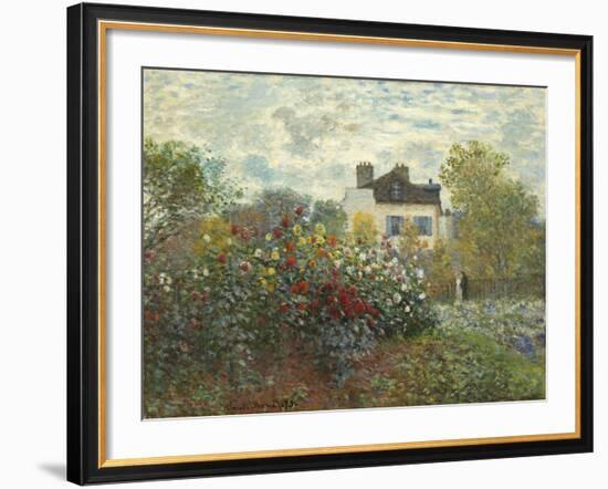 The Artist's Garden in Argenteuil (A Corner of the Garden with Dahlias), 1873-Claude Monet-Framed Giclee Print