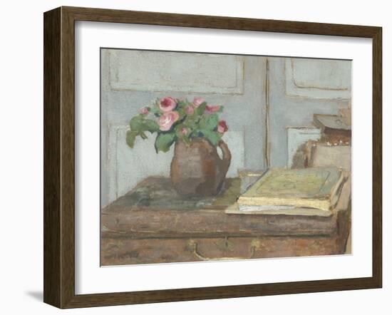 The Artist's Paint Box and Moss Roses, by Edouard Vuillard, 1898, French painting,-Edouard Vuillard-Framed Art Print