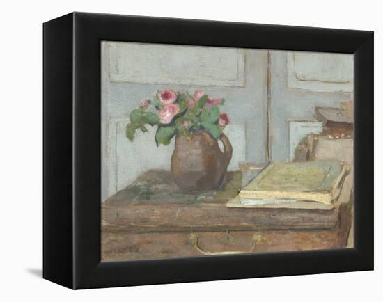 The Artist's Paint Box and Moss Roses, by Edouard Vuillard, 1898, French painting,-Edouard Vuillard-Framed Stretched Canvas