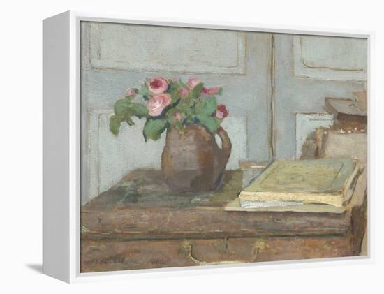 The Artist's Paint Box and Moss Roses, by Edouard Vuillard, 1898, French painting,-Edouard Vuillard-Framed Stretched Canvas