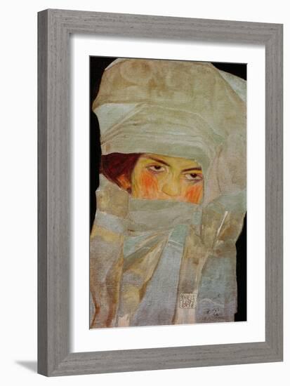 The Artist's Sister Melanie with Silver-Colored Scarves, 1908-Egon Schiele-Framed Giclee Print