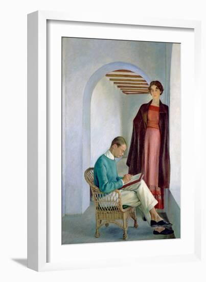 The Artist's Son and His Wife or Two Figures in an Interior, C.1930-35 (Oil on Canvas)-William Rothenstein-Framed Giclee Print