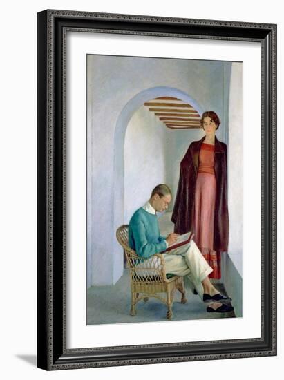 The Artist's Son and His Wife or Two Figures in an Interior, C.1930-35 (Oil on Canvas)-William Rothenstein-Framed Giclee Print