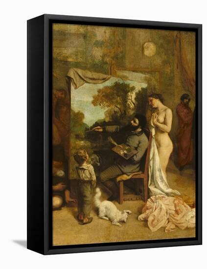 The Artist's Studio, a Real Allegory, Detail of the Painter and His Model, 1854-55-Gustave Courbet-Framed Premier Image Canvas