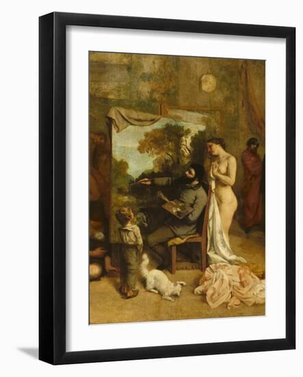 The Artist's Studio, a Real Allegory, Detail of the Painter and His Model, 1854-55-Gustave Courbet-Framed Giclee Print