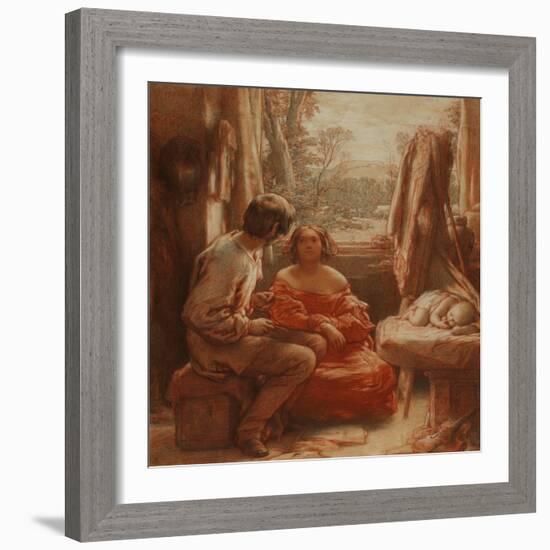 The Artist's Studio, C.1839 (Pencil with Red & White Chalks on Paper)-William Mulready-Framed Giclee Print