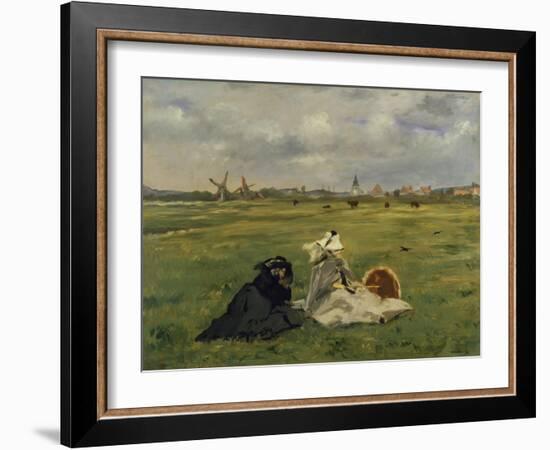 The Artist's Wife and Mother in the Meadow (Oder: the Swallows), 1873-Edouard Manet-Framed Giclee Print