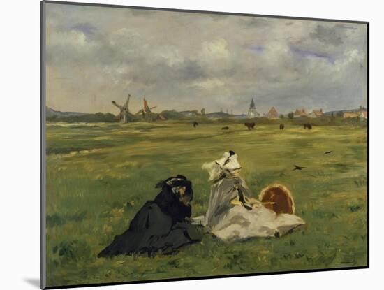 The Artist's Wife and Mother in the Meadow (Oder: the Swallows), 1873-Edouard Manet-Mounted Giclee Print
