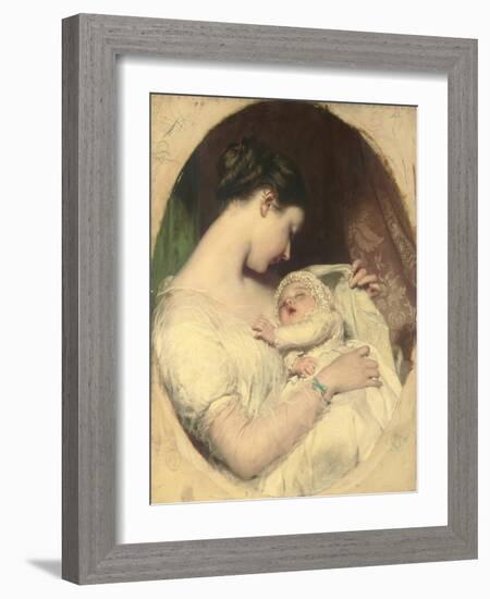 The Artist's Wife Elizabeth with their Daughter Mary Edith-James Sant-Framed Giclee Print