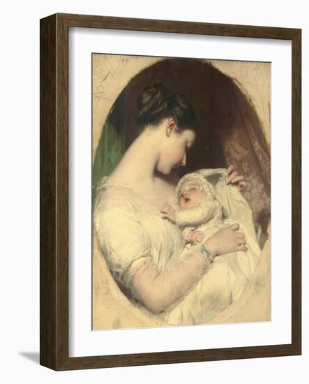 The Artist's Wife Elizabeth with their Daughter Mary Edith-James Sant-Framed Giclee Print